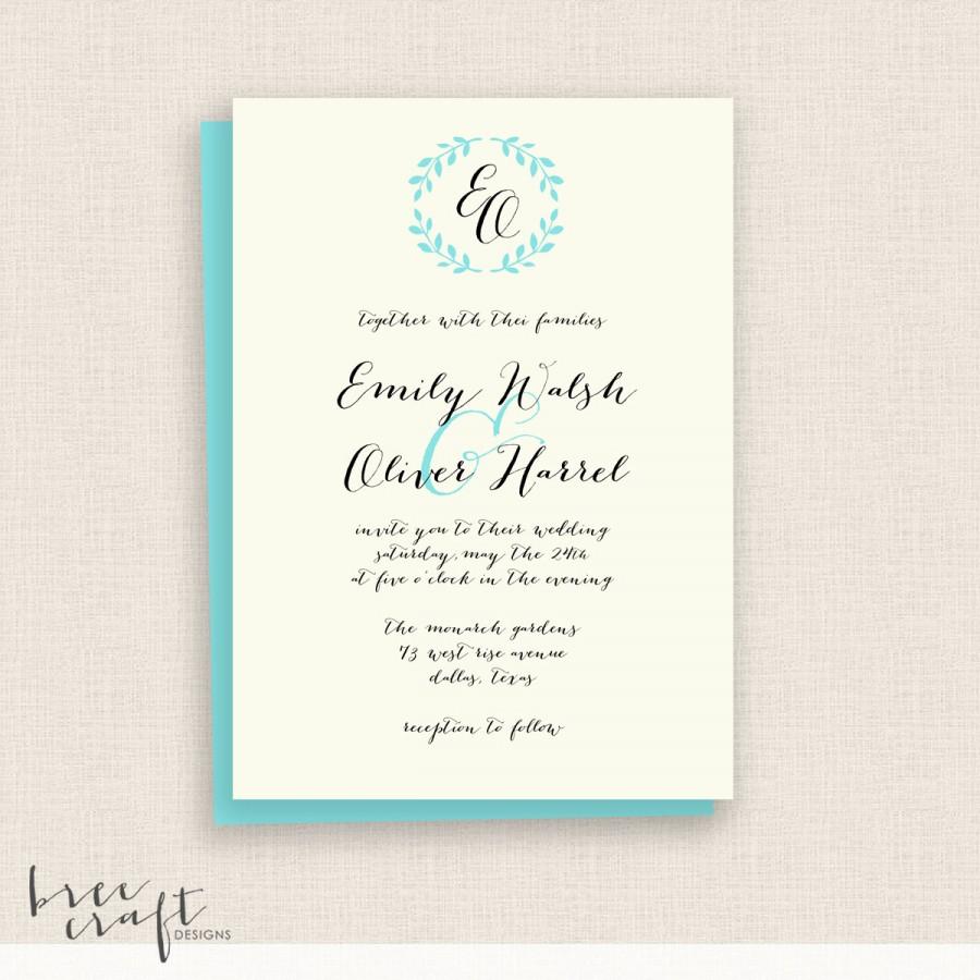 Mariage - CALLIGRAPHY WREATH - DIY Printable Wedding - Invitation