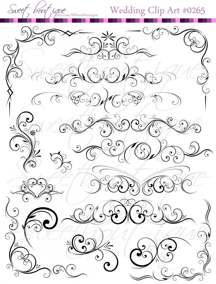 Wedding - BLACK Digital Clip Art Floral Flower Clipart Silhouette Decorative Bridal Shower Designs DIY Invitations Buy 3 get 1 free clipart  0265