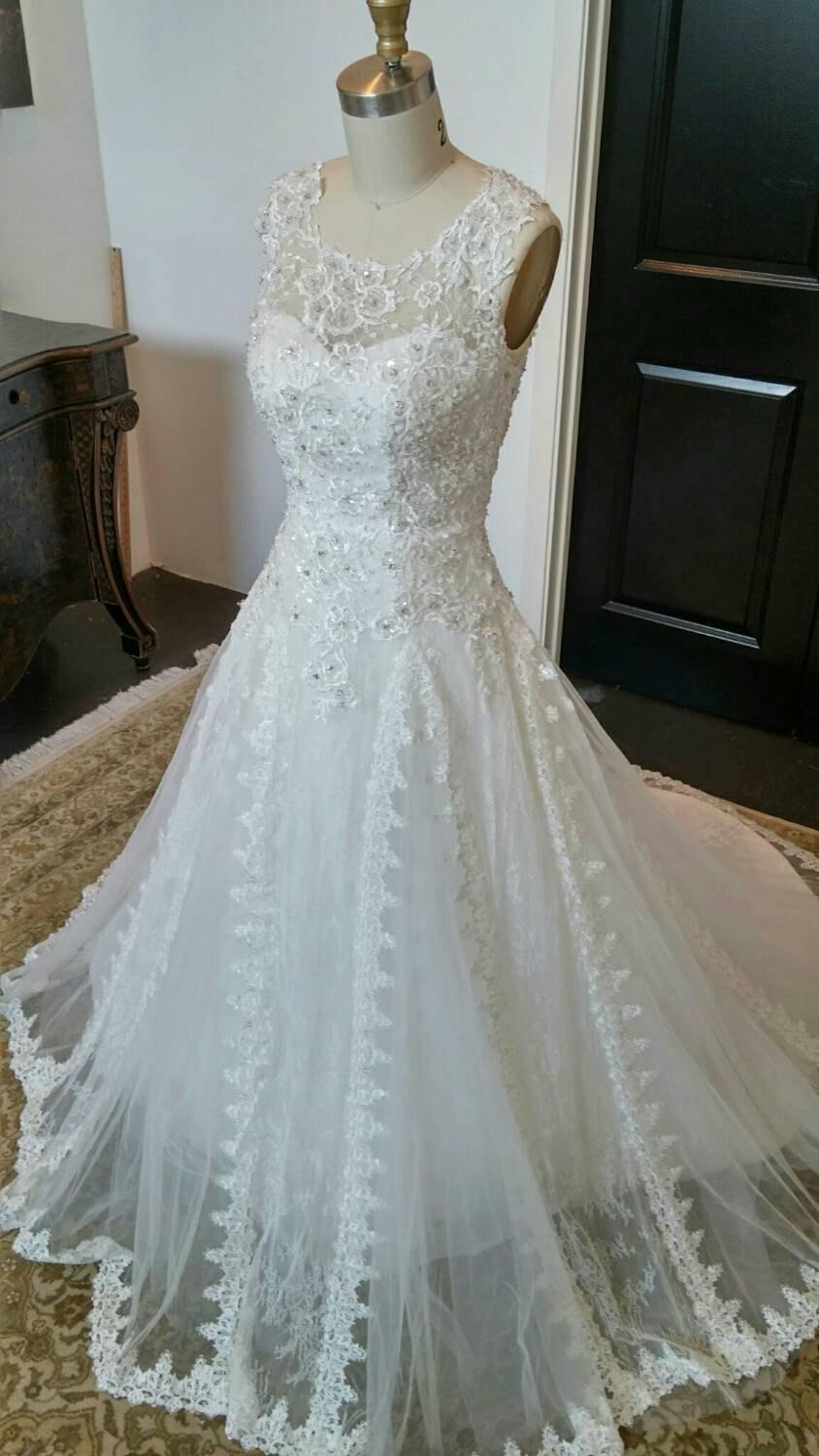 Hochzeit - Stunning Beaded and Embellished A-Line Wedding Dress, Lace Wedding Dress, Unique Wedding Dress, Modest Wedding Dress, A-line Wedding Dress