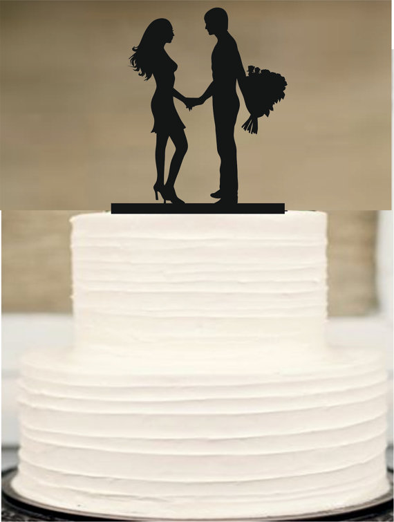 Mariage - wediing silhouette cake topper, Bride and Groom Wedding Cake topper, Mr and Mrs Cake topper, initial Cake Topper,Unique Wedding Cake Topper