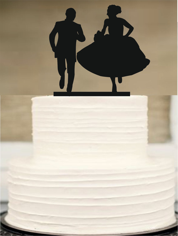 Свадьба - Funny Wedding cake topper,Silhouette cake topper,initial Cake Topper,Unique Wedding Cake Topper,Rustic Wedding Cake Topper,Bride and Groom