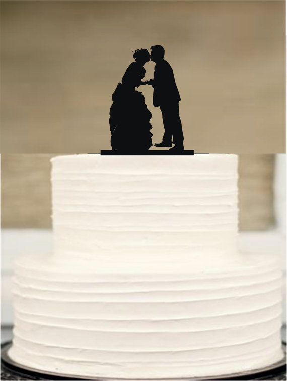 Свадьба - Silhouette Wedding Cake Topper,Bride and groom Cake Topper, Funny Cake topper, initial Cake Topper,Unique Wedding Cake Topper,Cake Decor