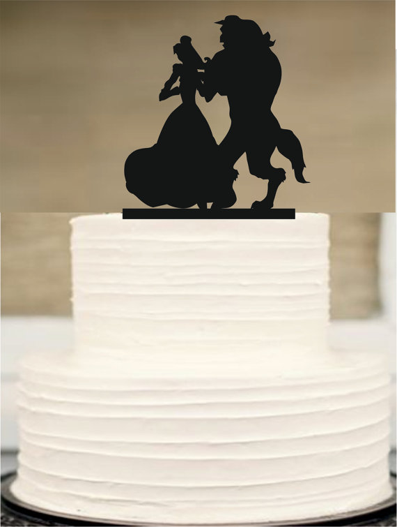 Hochzeit - Disney cake topper,silhouette wedding cake topper, mr and mrs wedding cake topper, beauty and the beast,Funny Wedding cake Topper,Cake Decor