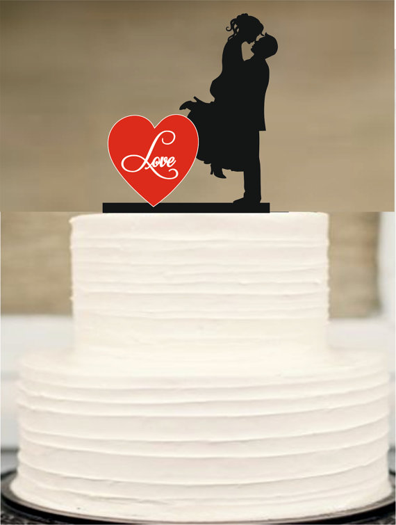Wedding - Bride and Groom wedding Cake topper,Silhouette Wedding Cake topper,Funny Wedding Cake Topper,initial Cake Topper,Unique Wedding Cake Topper
