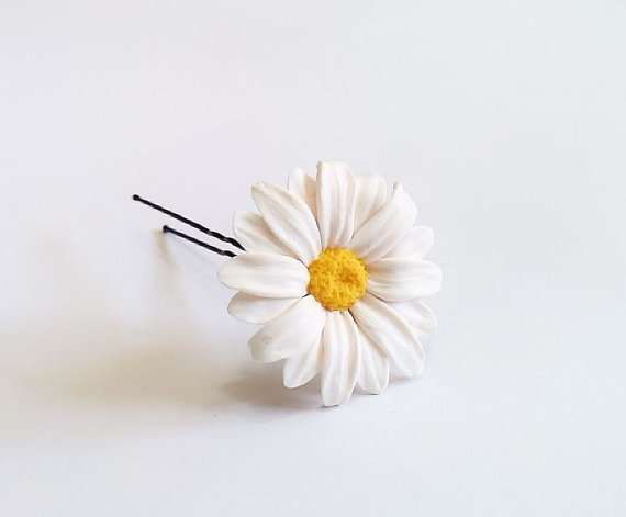 زفاف - Daisies White Flower - Wedding Hair Accessories, Bohemian Wedding Hairstyles Hair Flower