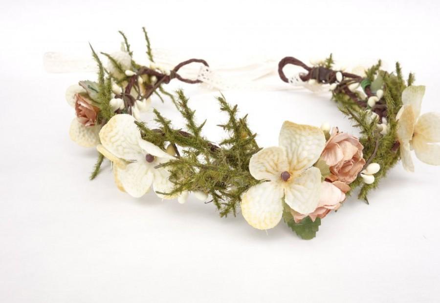 Wedding - Bridal Flower Crown, Flower Girl Crown, Woodland Headdress, Boho Wedding Headpiece, Maternity Photo Shoot, Fern Head Wreath-MIRIAM