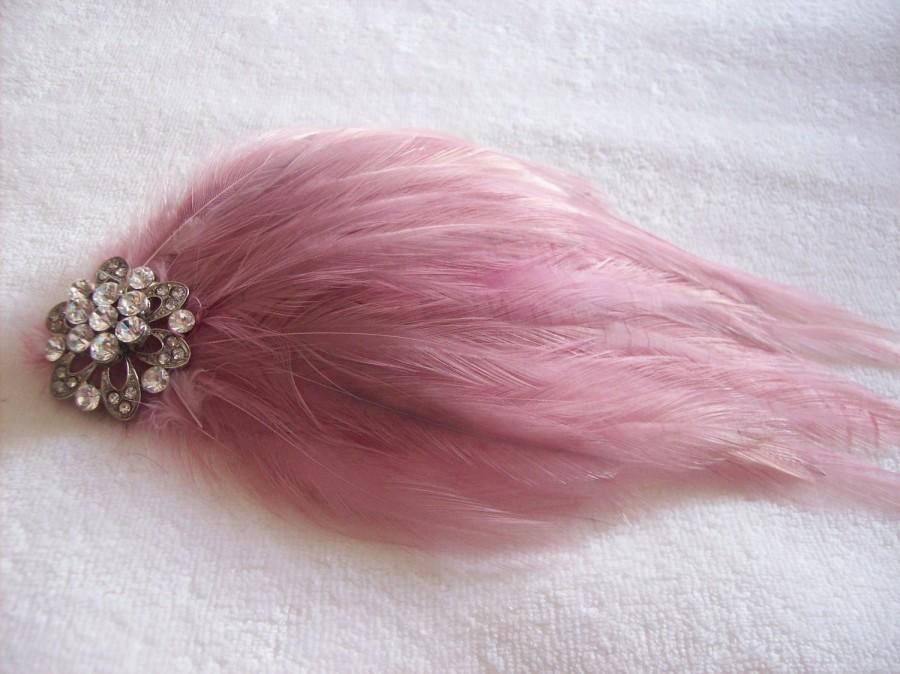 Wedding - New handmade 1920s inspired pink feather fascinator