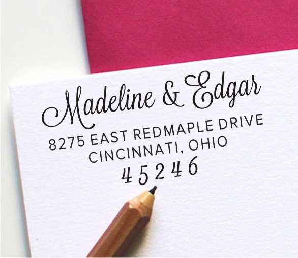 زفاف - Self Inking Address Stamp - Modern Return Address Rubber Stamp - Calligraphy Wedding Stamp (133)