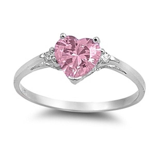 Свадьба - 0.50CT Pink Diamond Russian CZ Heart Shape Round 925 Sterling Silver Promise Ring Love Valentines Gift Wedding Engagement Ring