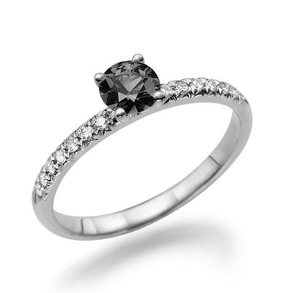 زفاف - Black Diamond Engagement Ring, 14K White Gold Ring, 0.64 TCW Black Diamond Ring, Gold Rings for Women, Unique Rings