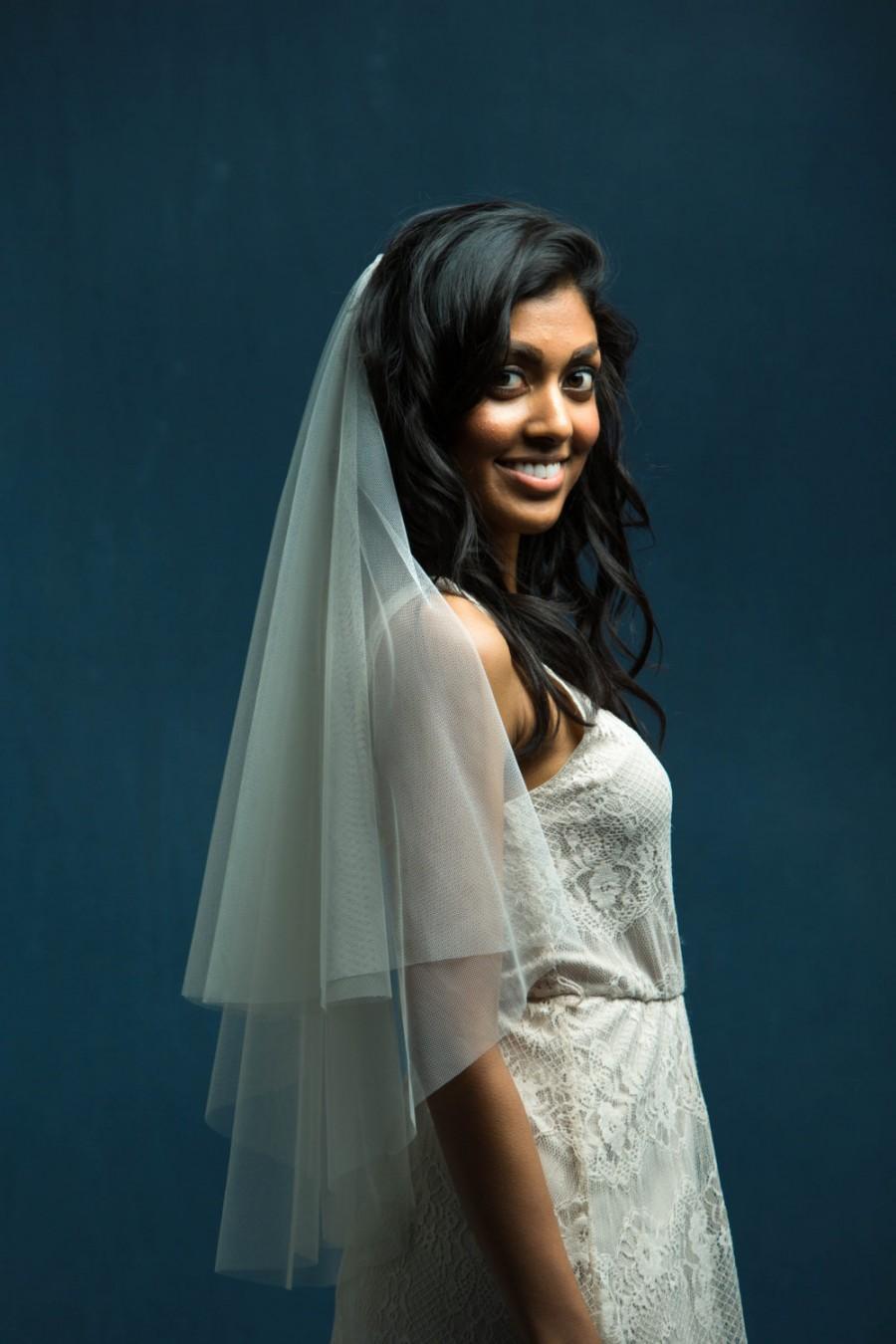 زفاف - Katie Middleton Soft Drop Veil, Circle Veil, Wedding Veil, English Net Veil with Blusher, Bridal Veil, Elbow Length Veil