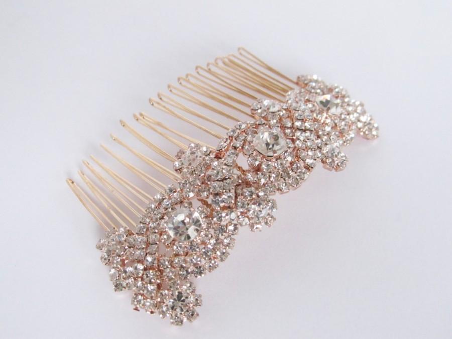 Mariage - Sale Rose Gold Bridal Hair Comb,Rhinestone Wedding Hair Comb,Bridal Hair Accessories,Wedding Accessories,Decorative Hair Comb