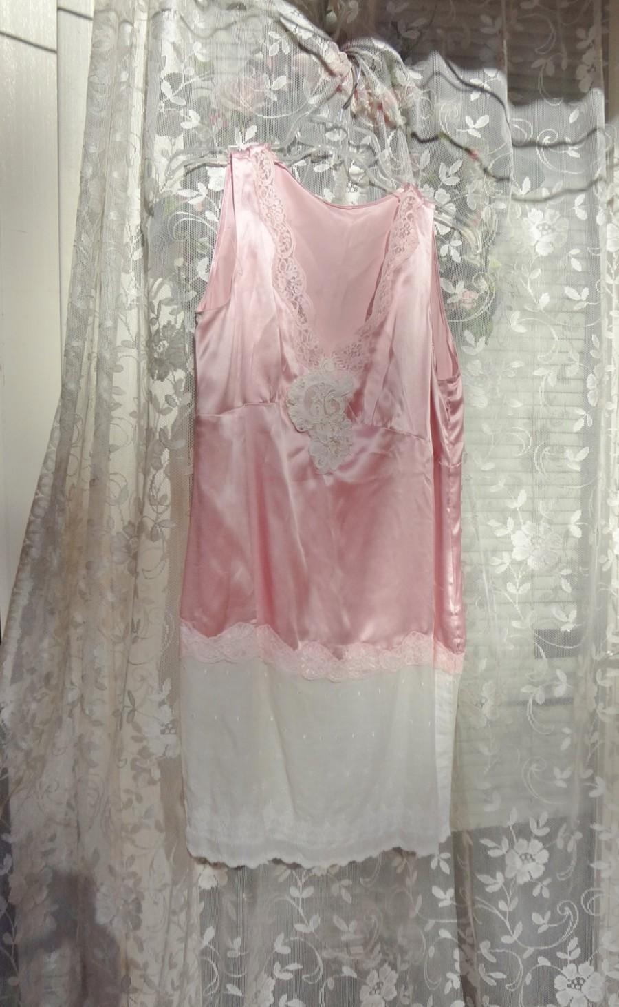 زفاف - Pink Silk Satin Dress, Altered Couture Dress, Mori Girl Dress, Lace Dress, Ecofriendly Clothing, Upcycled Recycled Clothing,Shabby Chic,M/L