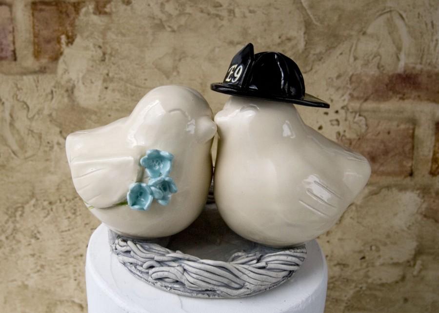 Wedding - Firefighter Cake Topper With Custom Helmet