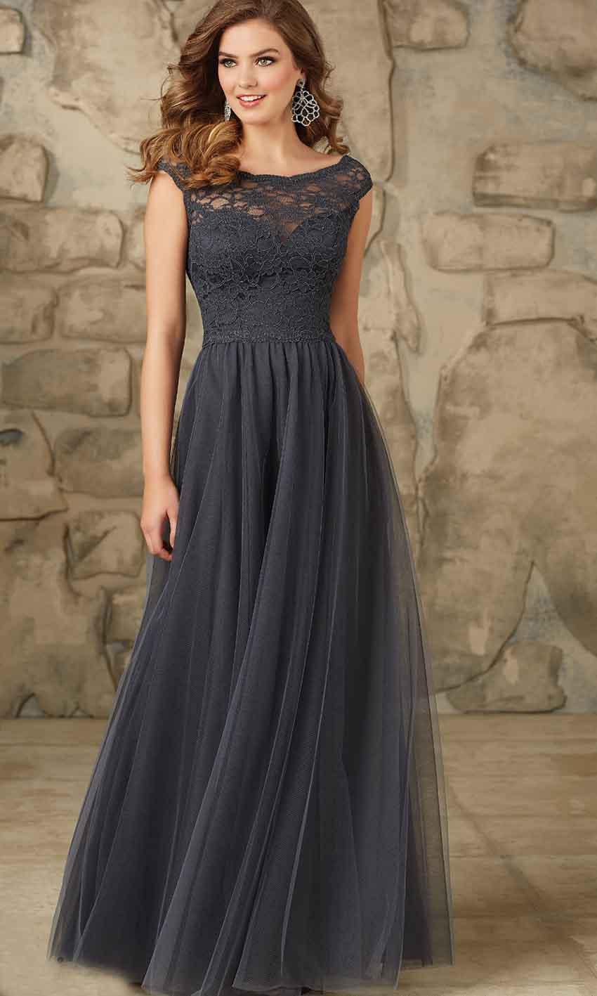 Wedding - Dark Gray Long Lace Bridesmaid Dresses UK KSP401