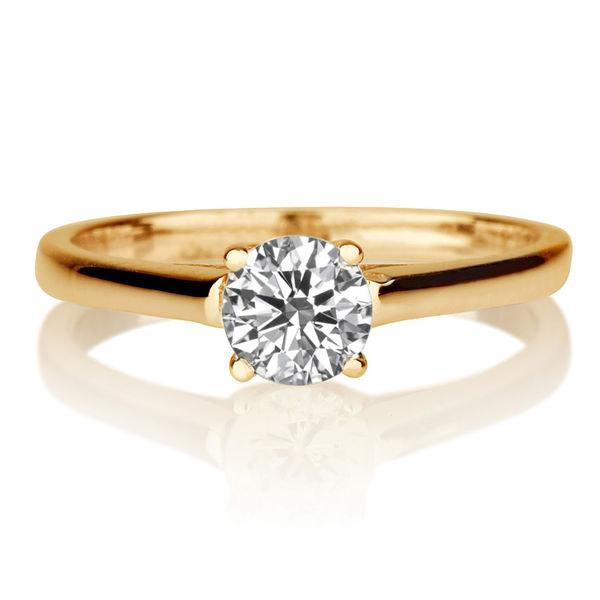 Wedding - Cathedral Diamond Ring, Solitaire Engagement Ring, 14K Gold Ring, 0.50 CT Diamond Engagement Ring, Art Deco Ring