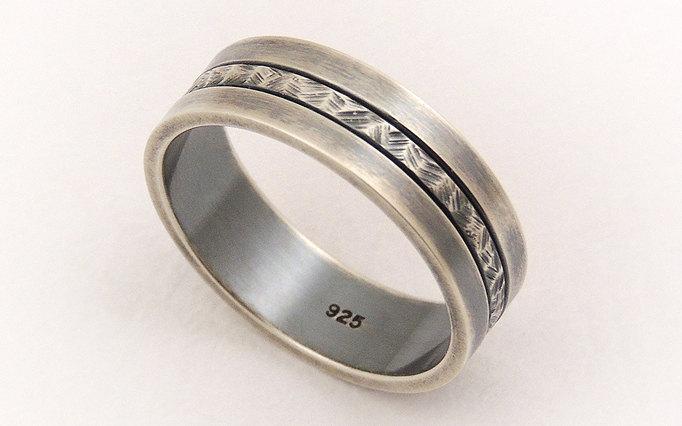 Hochzeit - Men's wedding band ring - sterling silver ring,unique ring,thumb ring,man ring