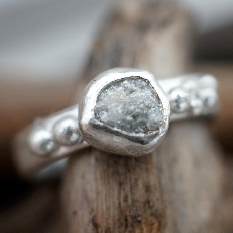 زفاف - Rough Diamond and Sterling Silver ring, engagement ring, commitment ring, wedding ring, bridal jewelry