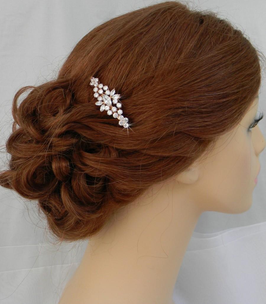 Hochzeit - Rose Gold Hair Comb, Wedding Hair comb, Swarovski crystal comb, Swarovski pearls, Wedding jewelry, Hair clip, Harper Bridal Comb