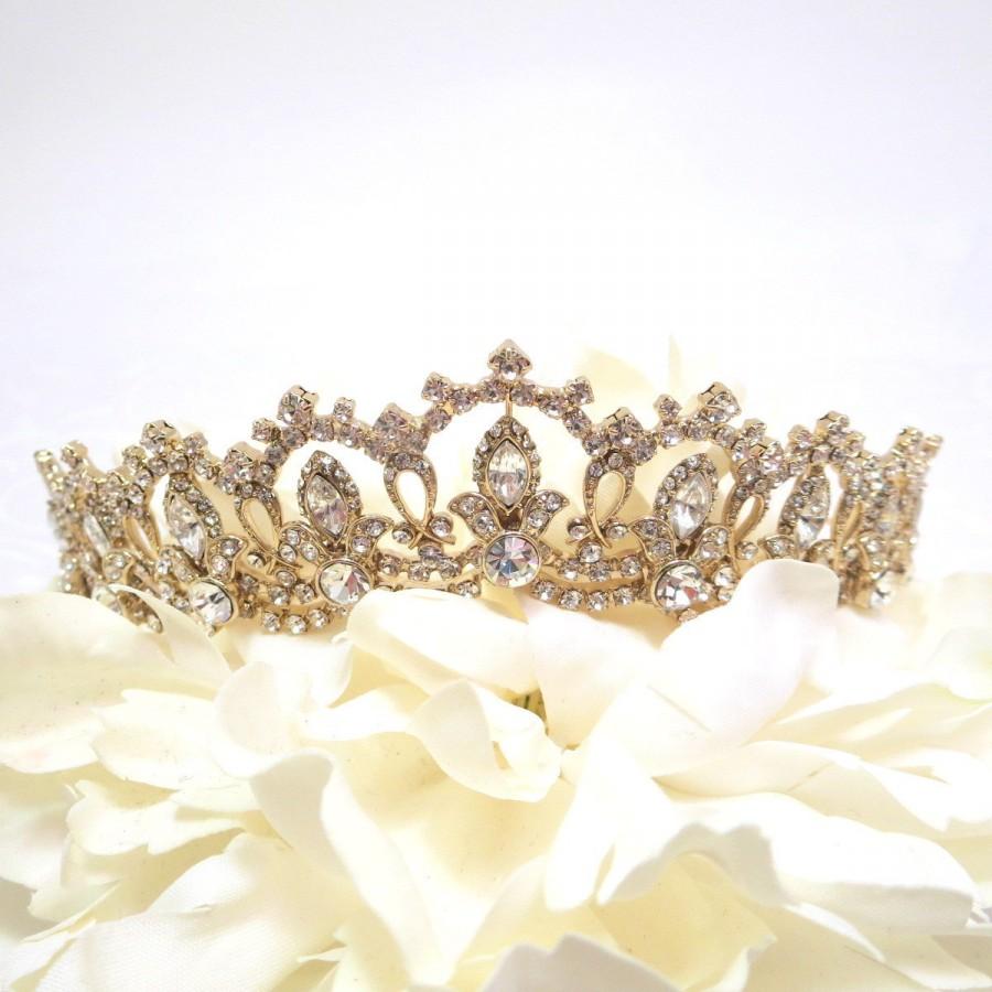 Свадьба - Rhinestone Bridal Tiara, Wedding Tiara, Crystal Bridal headpiece, Dramatic headpiece, Gold Tiara, Silver Tiara