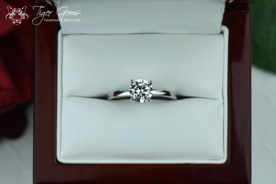 زفاف - 1 Carat 4 Prong Engagement Ring, Classic Solitaire Ring, Man Made Diamond Simulant, Wedding Ring, Bridal Ring, Promise Ring, Sterling Silver