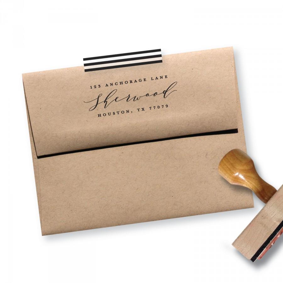 Wedding - Return address stamp - rubber stamp - self inking stamp - modern stamp - Sherwood
