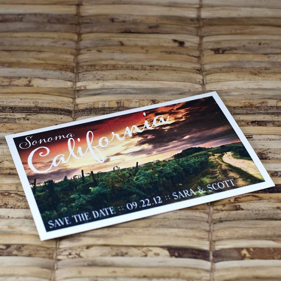Свадьба - Save the Date Postcard - California Wine Country - Deposit and Design Fee