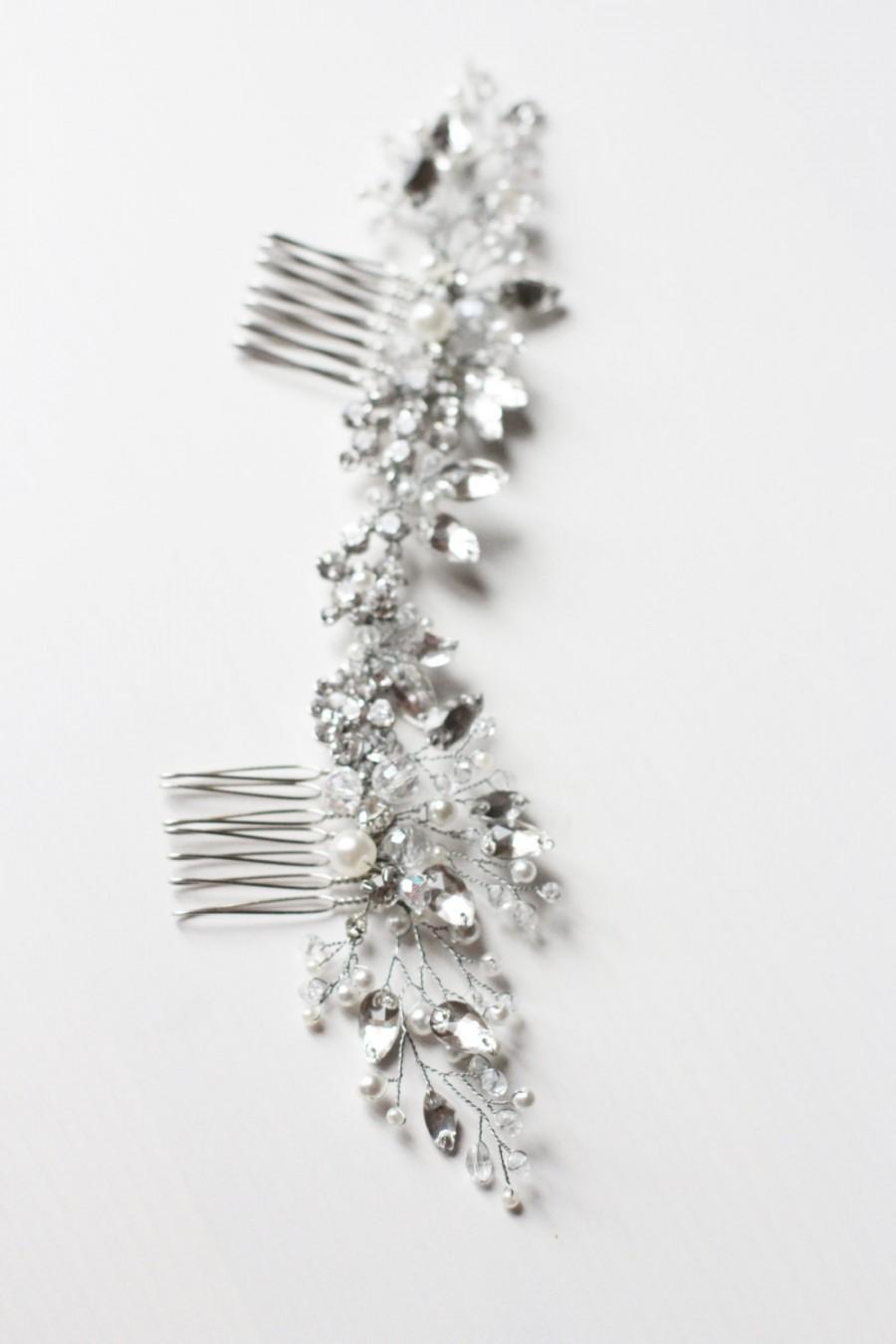Свадьба - Wedding Hair Comb Bridal Hair Comb Bridal Hair Piece Bridal Head Piece Crystal Hair Comb Large Decorative Comb