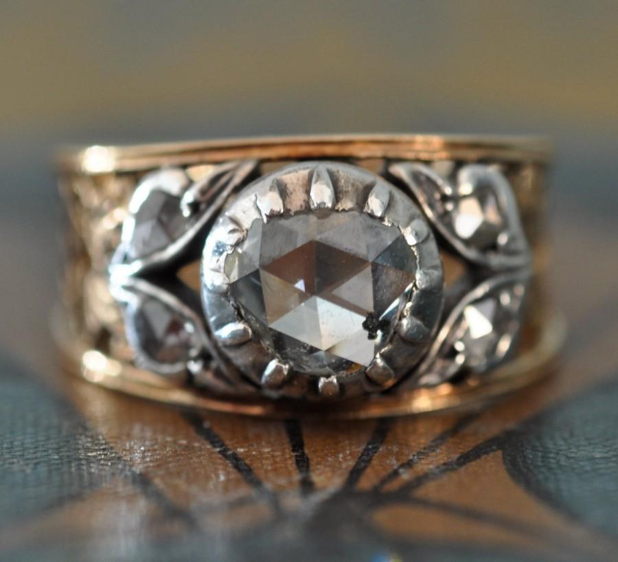 Mariage - Unique Engagement Ring-Art Nouveau Engagement Ring-1800s Engagement Ring-Antique Engagement-Rose Cut Diamond Ring-Victorian Engagement Ring