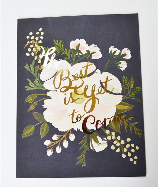 Hochzeit - The Best is Yet to Come 11 x 14 Print Gold Foil