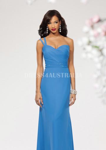 زفاف - Buy Australia Ocean Blue Double Straps Ruched Bodice Long Chiffon Bridesmaid Dresses by Jordan 657 at AU$138.01 - Dress4Australia.com.au