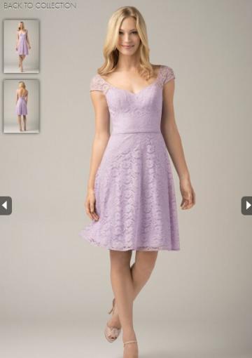 زفاف - 2015 Zipper Up V-neck V-back Lilac Appliques Cap Sleeves Lace Chiffon Short