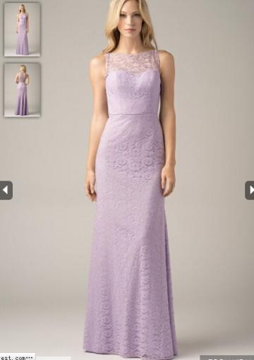 Wedding - 2015 Buttons Lilac Appliques Sleeveless Lace Chiffon Floor Length