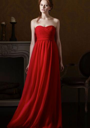 Hochzeit - 2015 Zipper Up Red Sweetheart Sleeveless Chiffon Floor Length