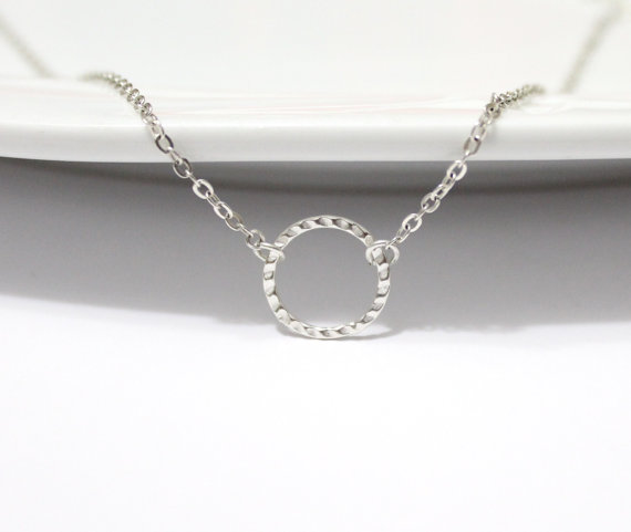 زفاف - Tiny Circle Sterling Silver Necklace, Eternity Necklace, Karma Necklace, Minimalist necklace, Gold karma necklace
