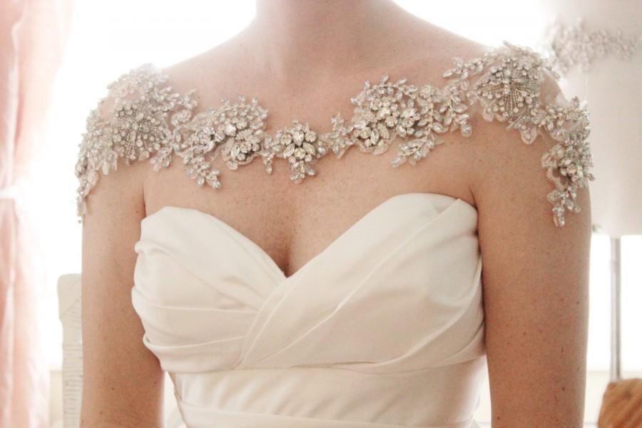 Hochzeit - Crystal Bridal Bolero, Rhinestone wedding statement necklace, Shoulder necklace, Style Grace