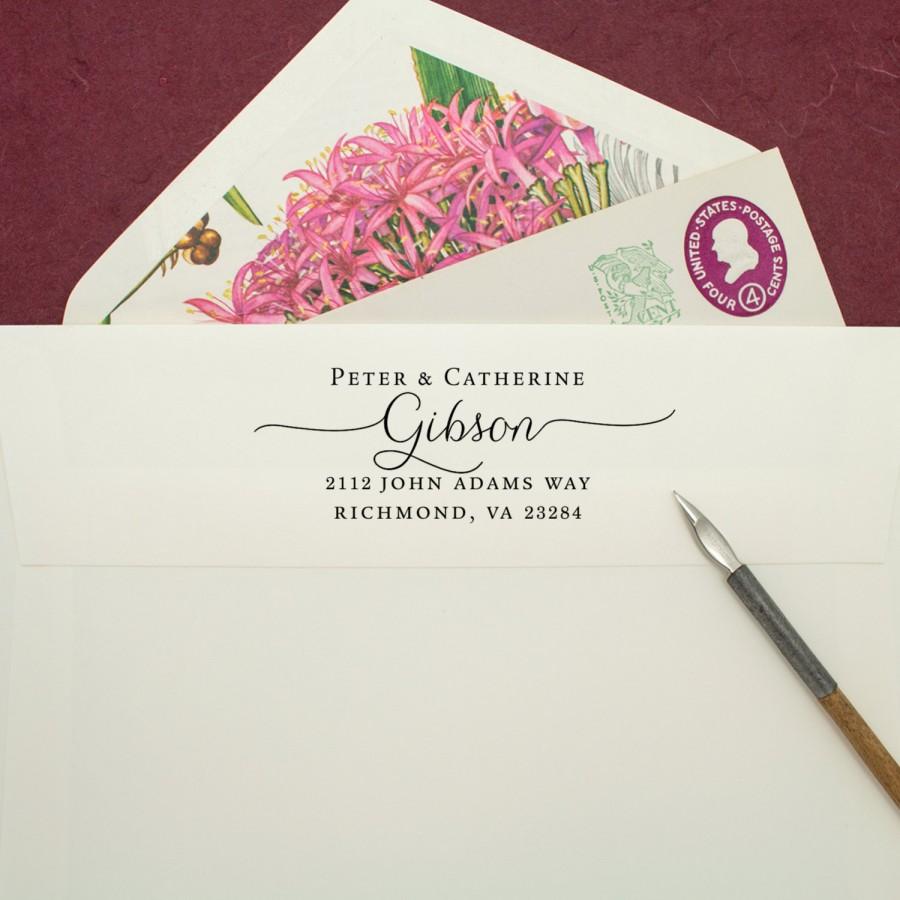 Hochzeit - Custom Script Return Address Stamp - Self Inking - Housewarming Gift - Family Holiday Stamp