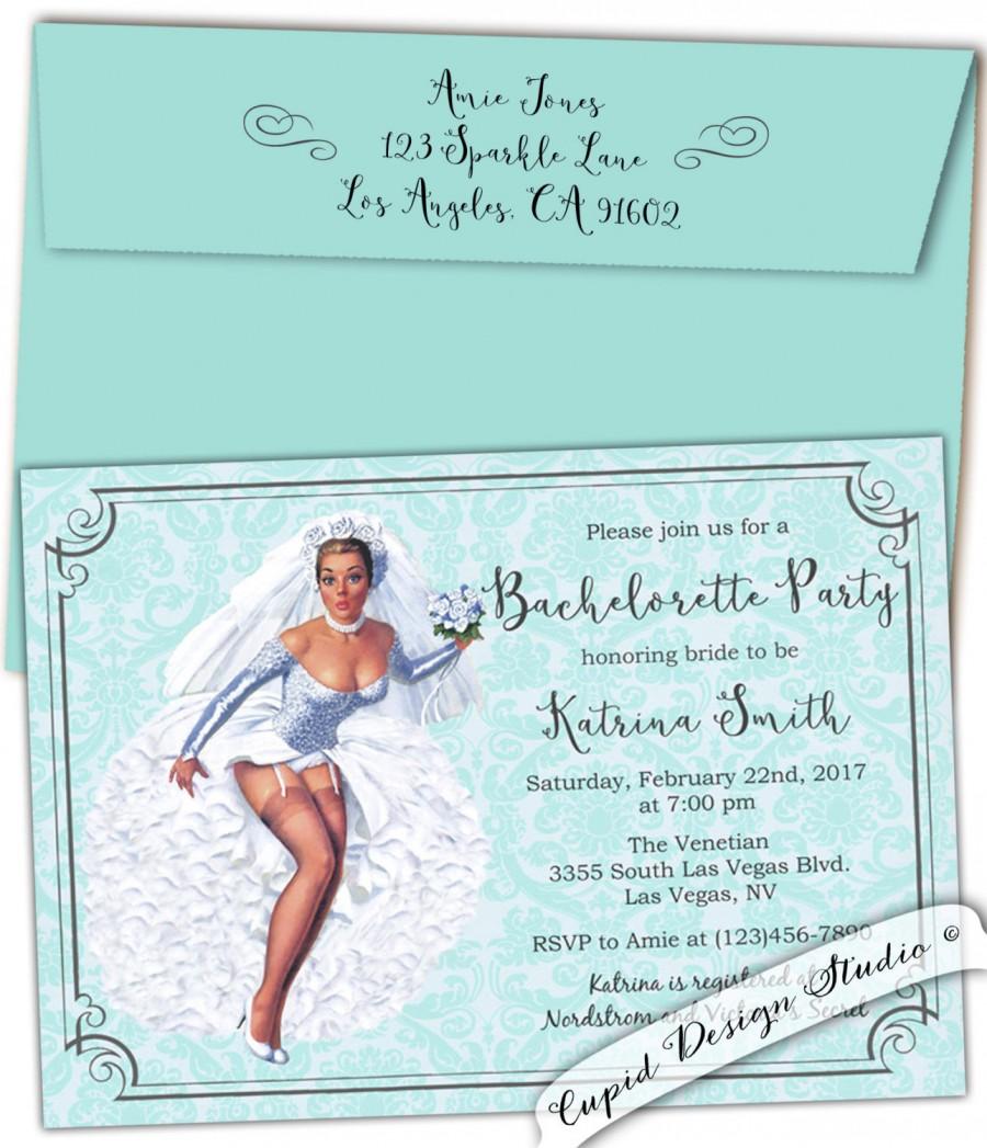 Mariage - Bridal party invitation Bachelorette party invitation  retro bachelorette party invite Personalized Custom digital printable or printed.