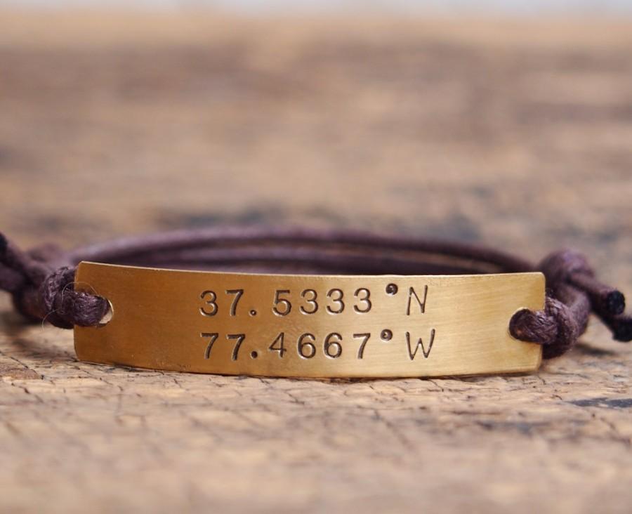 زفاف - Personalized coordinates Bracelet, customized Coordinates Bracelet, father's day bracelet, Latitude Longitude Bracelet, Anniversary Bracelet