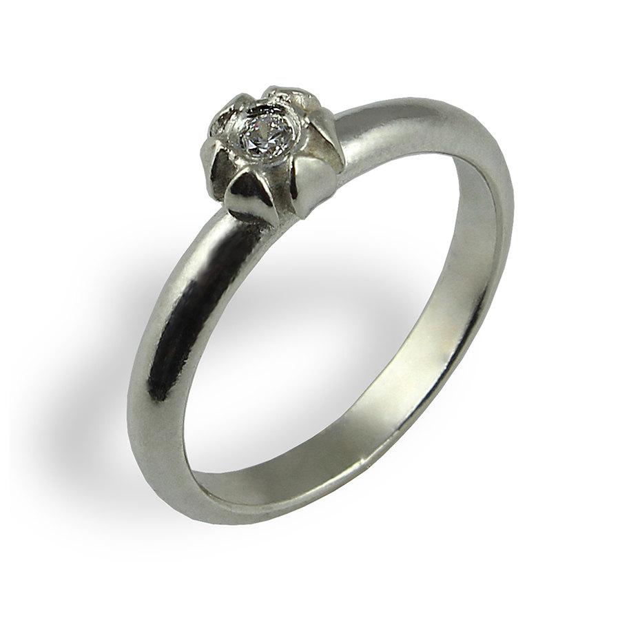زفاف - Tulip Flower, Engagement  Ring, White Gold, Diamond Engagement Ring, Solitaire Engagement Ring, Flower Ring, Romantic Gold Ring Gift