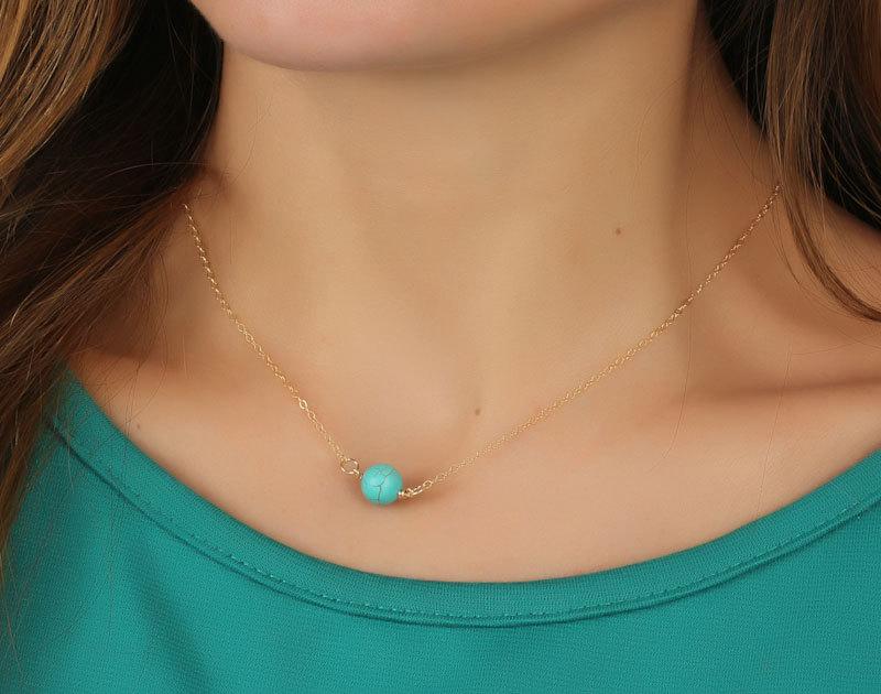Mariage - Turquoise Gold necklace / Gold Layered necklace / Something Blue / Bridal necklace / Bridesmaid jewelry / Turquoise and gold