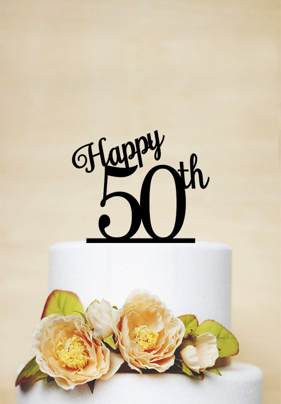 زفاف - Happy 50th Birthday Cake Topper,50th Anniversary Cake Topper,50th Birthday Cake Topper,Custom Cake Topper-A004