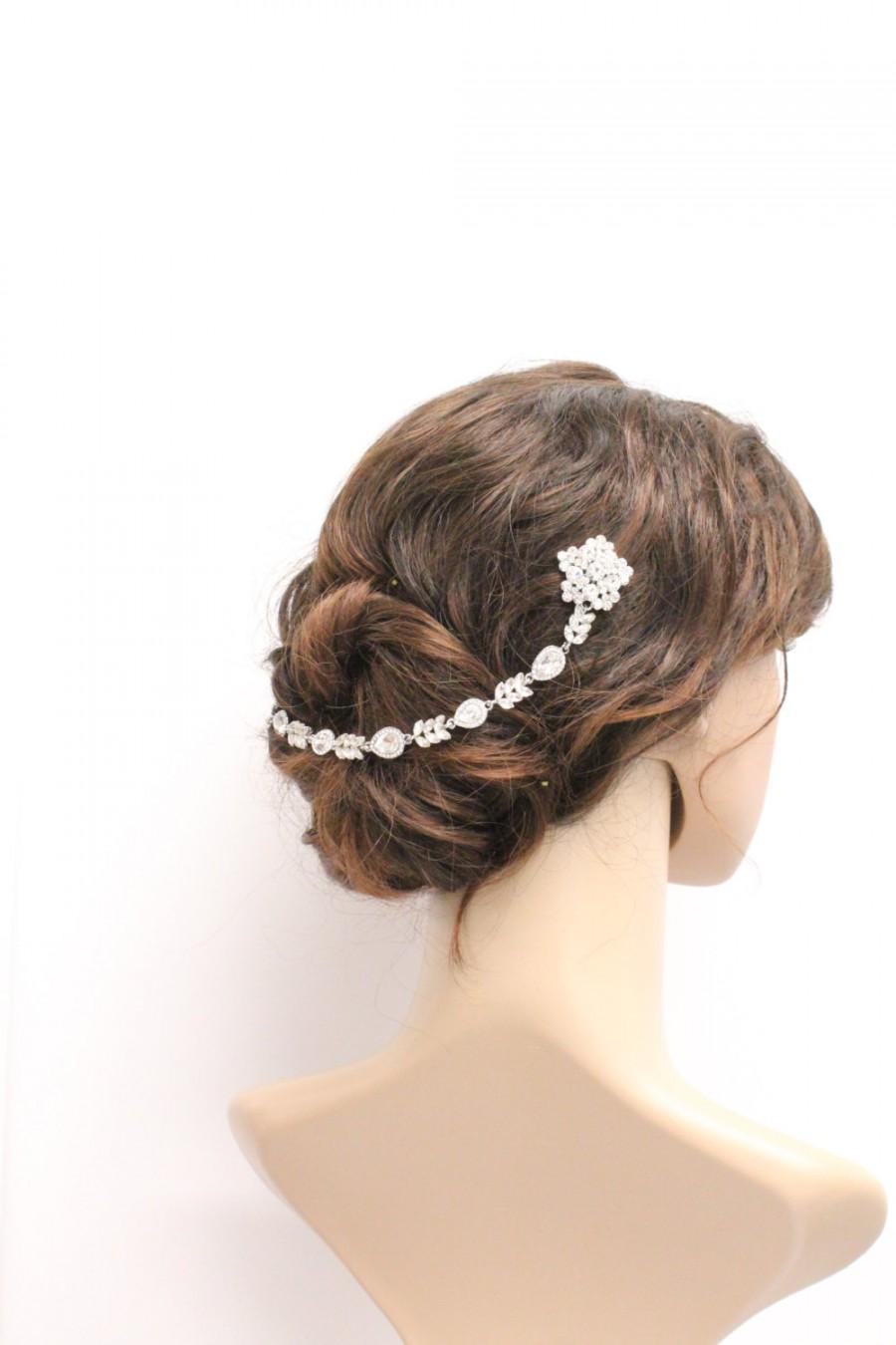 Mariage - Bridal Hair Chain Wedding hair Wrap Grecian Headpiece Wedding Halo Draped Hair Comb Floral Wedding Hair Comb Hair Wreath bridal hair comb