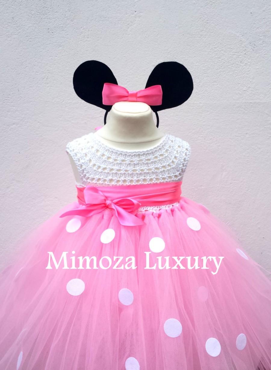 Hochzeit - Minnie mouse dress minnie mouse birthday dress Flower girl dress pink  tutu dress mickey mouse princess dress pink crochet top tulle dress