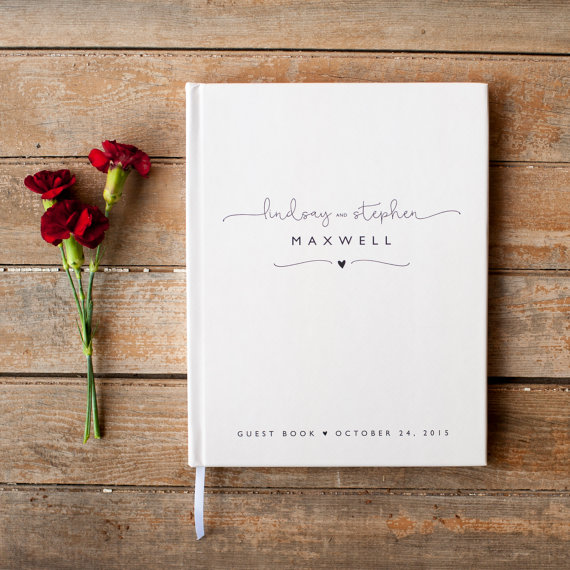 Свадьба - Wedding Guest Book Wedding Guestbook Custom Guest Book Personalized Customized custom design wedding gift keepsake rustic black and white