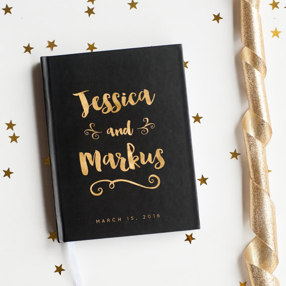 Mariage - Wedding Guest Book Wedding Guestbook Custom Guest Book Personalized Customized custom design wedding gift keepsake faux gold foil guest book