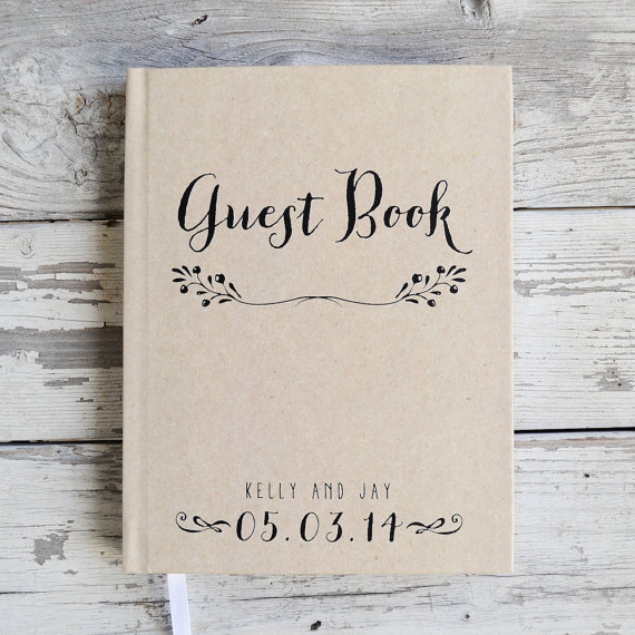 Kraft Wedding Guest Book Wedding Guestbook Custom Guest Book Personalized Customized Rustic
