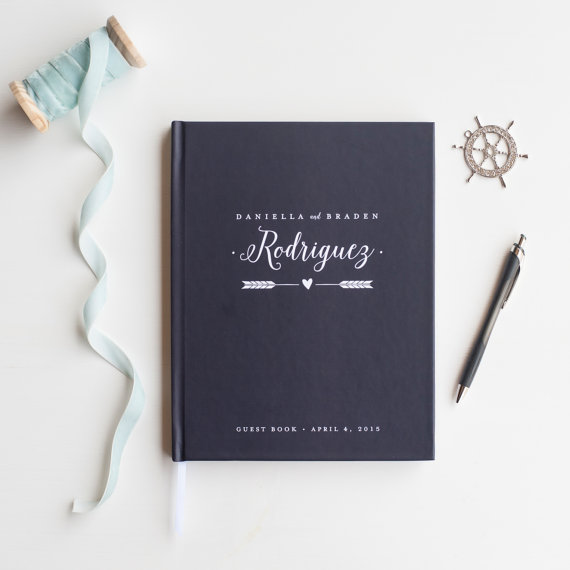 Wedding - Navy Wedding Guest Book Wedding Guestbook Custom Guest Book Personalized Customized rustic wedding keepsake wedding gift guestbook nautical