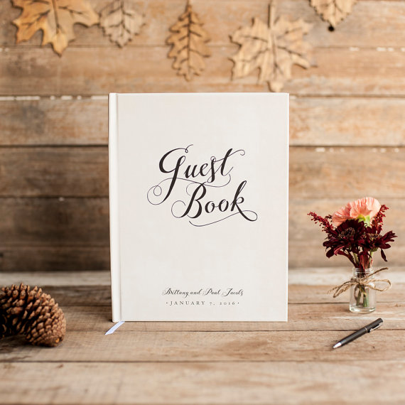 Wedding - Wedding Guest Book Wedding Guestbook Custom Guest Book Personalized Customized rustic wedding keepsake wedding gift classic black and white