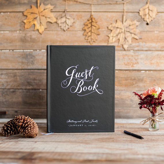 Mariage - Wedding Guest Book Wedding Guestbook Custom Guest Book Personalized Customized rustic wedding keepsake wedding gift elegant black tie formal